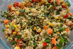 Quinoa, vegetables and moong sprouts salad